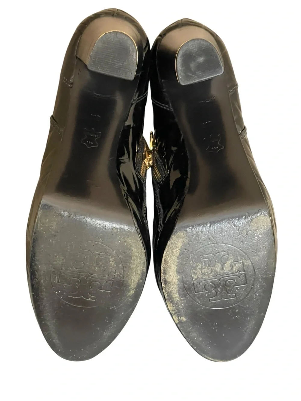 Tory Burch Leigh Black Croc-Embossed Patent Leather Ankle Boots Size 8M
